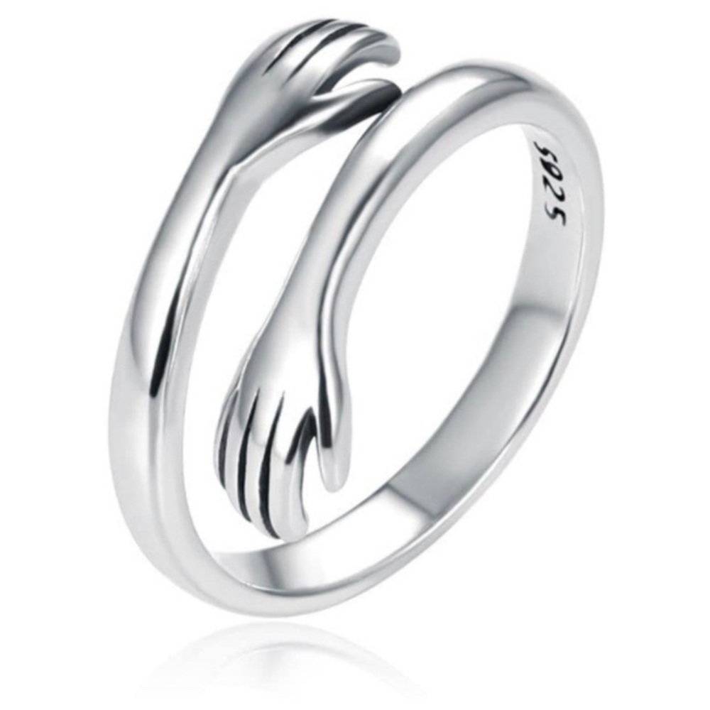 Hug Ring 925 Sterling Silver Anti Anxiety Spinner Ring for Women Men